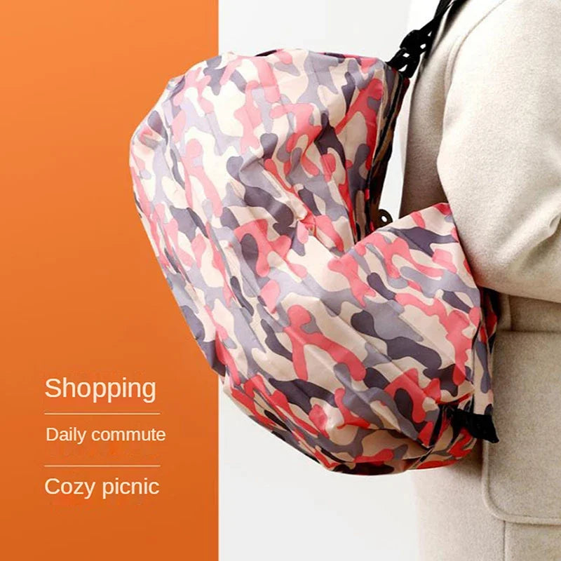 1pc Shopping Bags Foldable Storage Bag With Handle Portable Travel Camouflage Handbags Large Capacity Shopping Bag