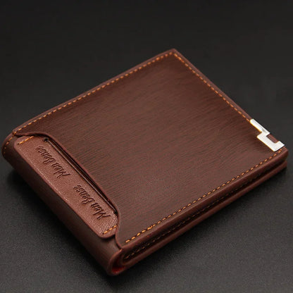 Fashion Casual Men's Short Wallet - Multi-functional Draw Card Holder for Men, Slim Cardholder Bags with Free Shipping