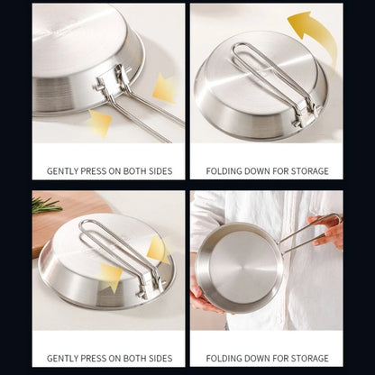 304 Stainless Steel Folding Skillets Portable Nonstick Frying Pans with Removable Handle Practical Kitchen Cookware