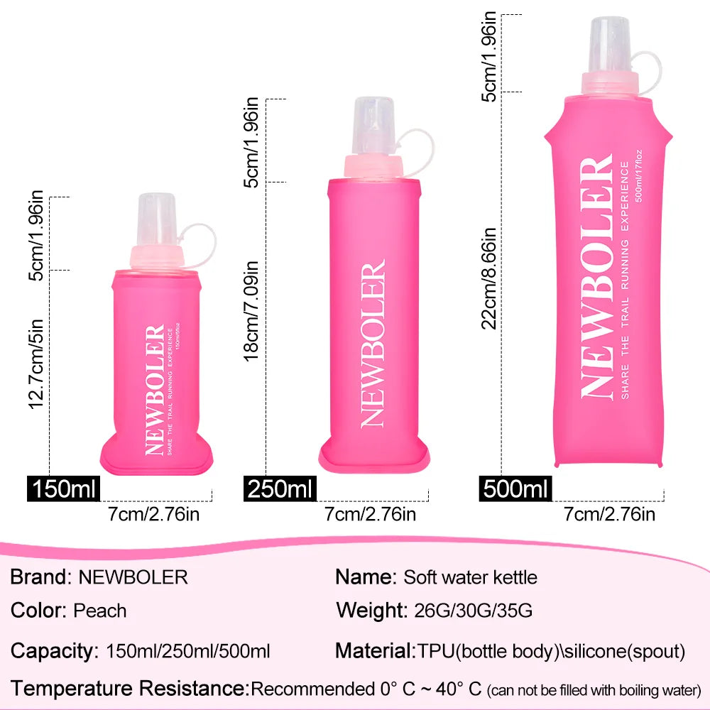 150ML 250ML 500ML TPU Outdoor Sport Bottle Folding Soft Flask Portable Water Bottle For Suitable Running Camping Hiking