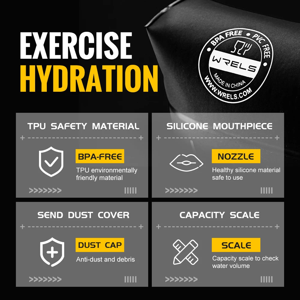 WRELS Water Bottle TPU Folding Soft Flask Outdoor Sport Water Bag Collapsible Water Bottle 500ml For Running Camping BPA Free