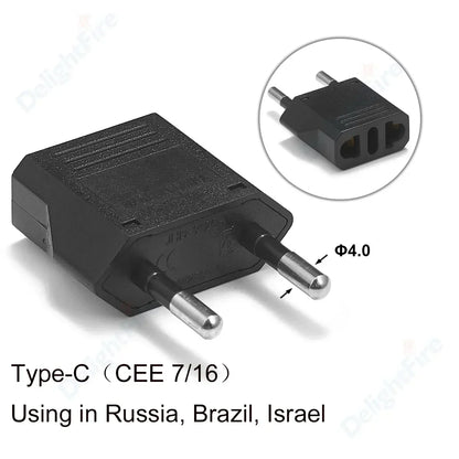Universal EU Travel Plug Adapter - Compact & Reliable