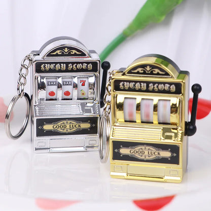 Fruit Slot Machine Keychain Lucky Charm Jackpot Keychains Mini Casino Pendant Bag Charm Novelty Gifts for Kids Adults