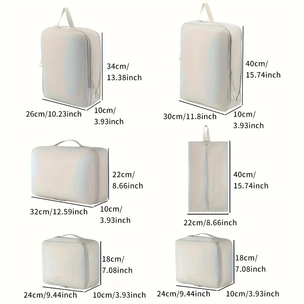 6-piece compression packing cube - Durable, for luggage and clothing classification, clothes storage bag