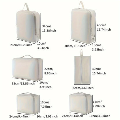 6-piece compression packing cube - Durable, for luggage and clothing classification, clothes storage bag