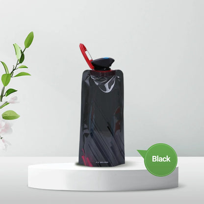 Compact Foldable Travel Water Bottle with Carabiner