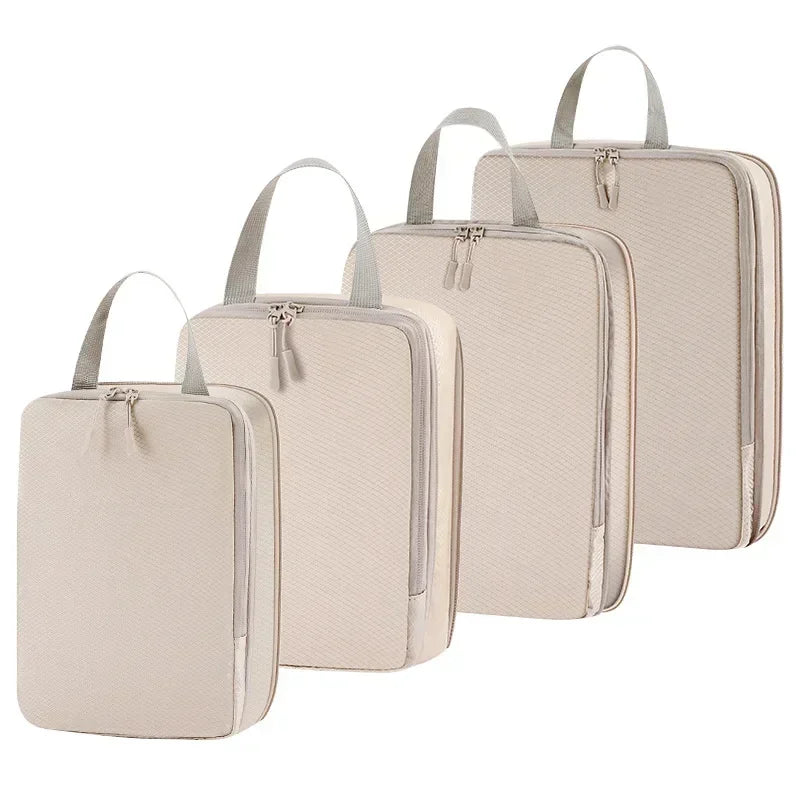 4Pcs/set Compression Packing Cubes Set for Suitcase Expandable Travel Luggage Storage Bags Travel Accessories Organizers