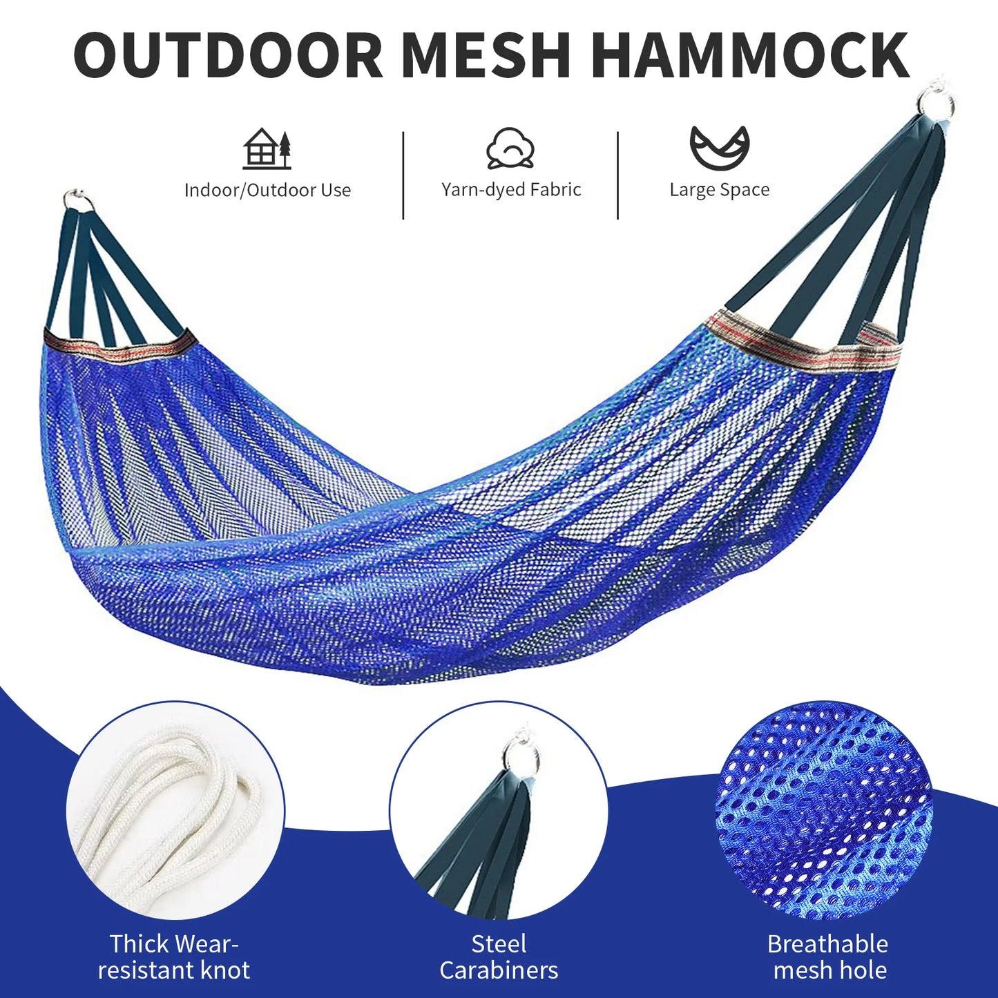 Hickened Rope Hammock Garden Outdoor Mesh Hammock Portable Simple Hammock Hanging Bed Double Outdoor Hammock with Bag