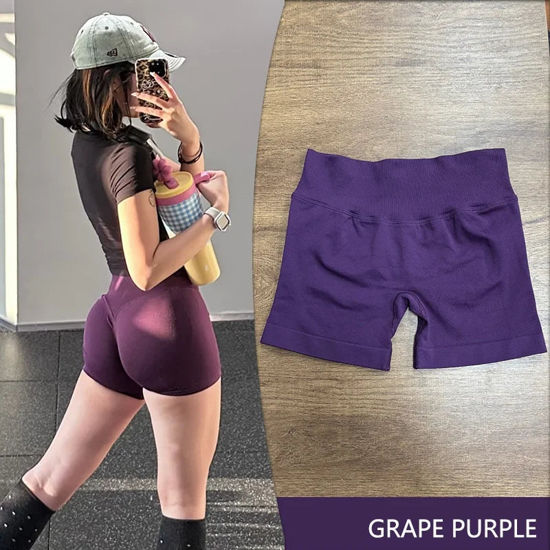 Seamless Shorts Ribbed Yoga Shorts Women Flex Scrunch Bum Gym Shorts Booty Running Short Butt Lifting Workout Pants