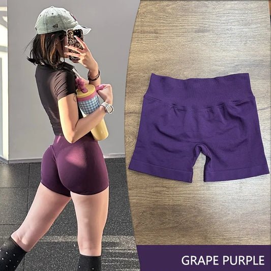 Seamless Shorts Ribbed Yoga Shorts Women Flex Scrunch Bum Gym Shorts Booty Running Short Butt Lifting Workout Pants