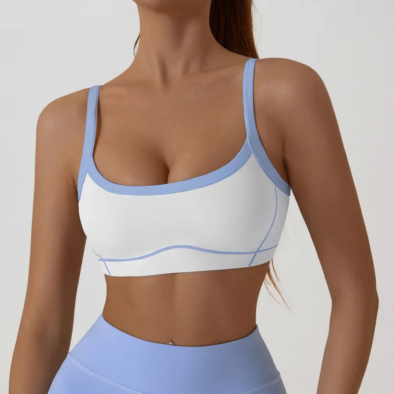 Breathable Color Block Yoga Sports Bra