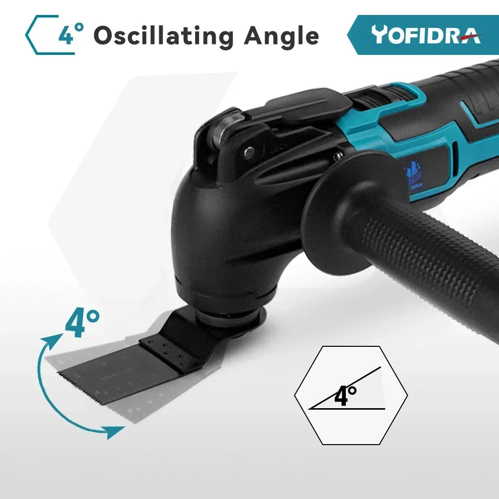 YOFIDRA Oscillating Multi Function Tool Electric Saw Trimmer Shovel Cutting woodworking Machine For Makita 18V Battery Pin