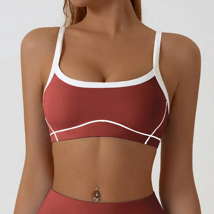 Breathable Color Block Yoga Sports Bra
