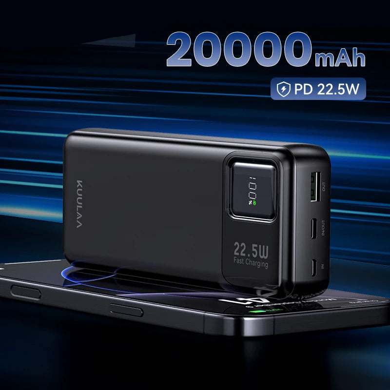 KUULAA 20000mAh Power Bank Portable External Battery 22.5W Fast Charging Portable Charger For iPhone xiaomi redmi poco Powerbank