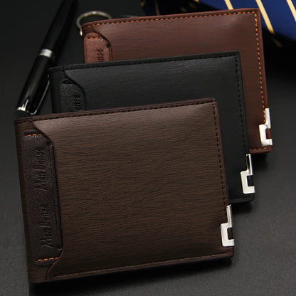 Fashion Casual Men's Short Wallet - Multi-functional Draw Card Holder for Men, Slim Cardholder Bags with Free Shipping
