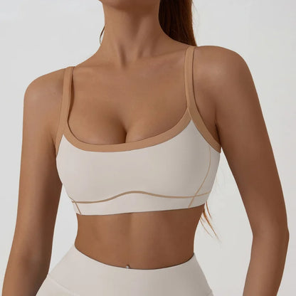 Breathable Color Block Yoga Sports Bra