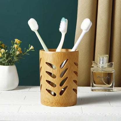 Eco-Friendly Bamboo Toothbrush Holder - Versatile Organizer
