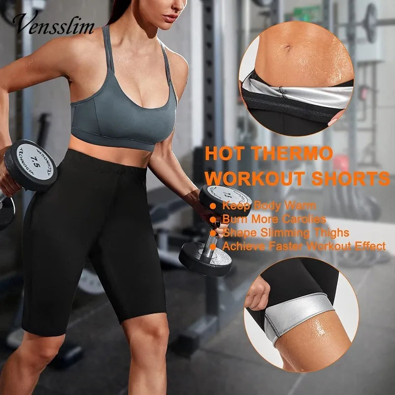 Sauna Slimming Pants Long Waist Trainer Sweat Hot Thermo Weight Loss Women Fat Burner Shorts Compression Leggings Trimmer