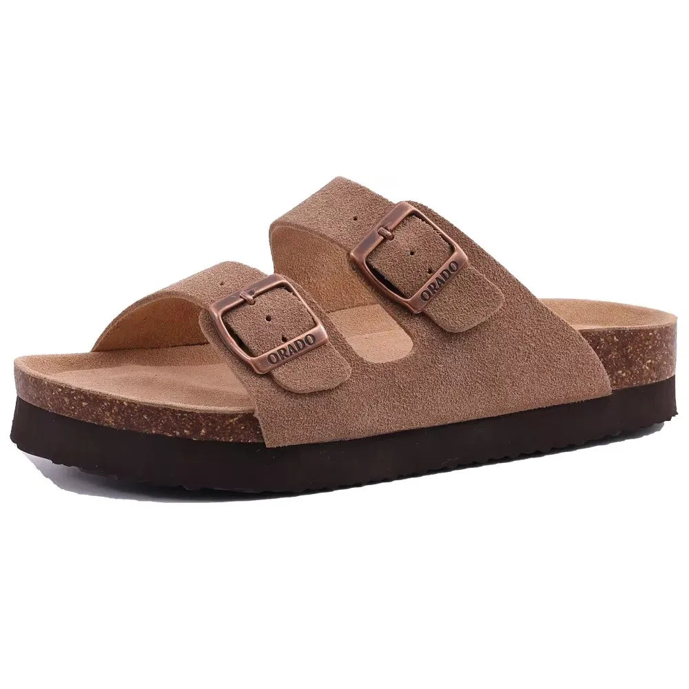 Women's Cork Footbed Slide Sandals with Arch Support
