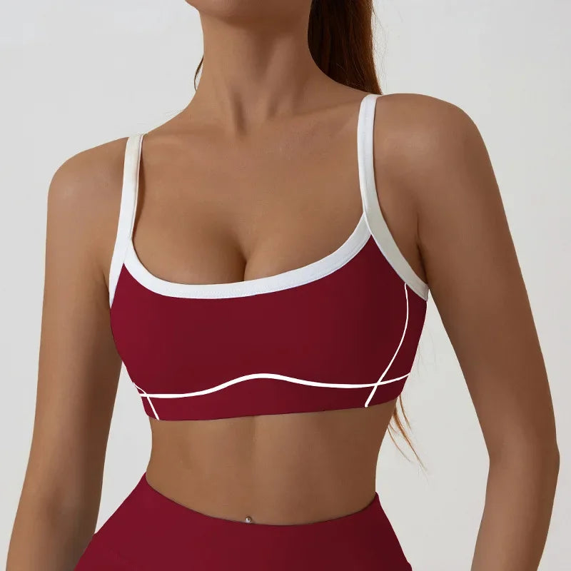 Breathable Color Block Yoga Sports Bra