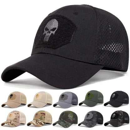 Unisex Skull Embroidery Baseball Net Caps Spring and Summer Outdoor Adjustable Casual Hats Sunscreen Hat Sports Golf Cap