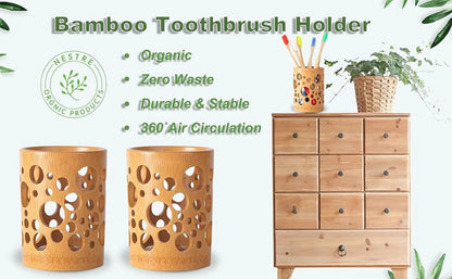 Bamboo toothbrush holder bamboo toothbrush accessories toothbrush pen makeup brush organizer biodegradable （Circular ）