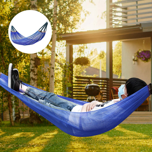 Hickened Rope Hammock Garden Outdoor Mesh Hammock Portable Simple Hammock Hanging Bed Double Outdoor Hammock with Bag