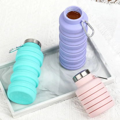 New Portable Silicone Water Bottle Retractable Folding Coffee Bottle Cups E Outdoor Travel Tools Collapsible Sport Bottles