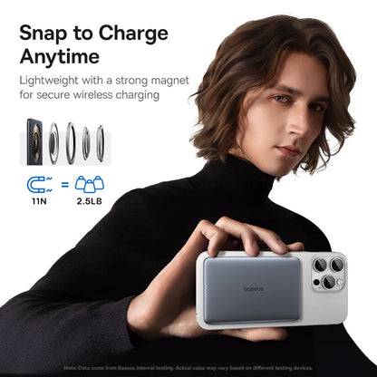 Baseus 5000mAh Magnetic Power Bank 15W Wireless 20W Wired Charging Thin Card-Sized Slim Portable Powerbank for iPhone 17 Samsung