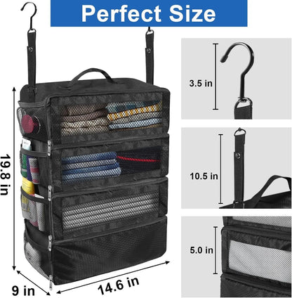 Suitcase Organizer High-capacity Travel Luggage Organizer Hanging Shelve Packing Cube Closet Collapsible Hanging Storage Bags
