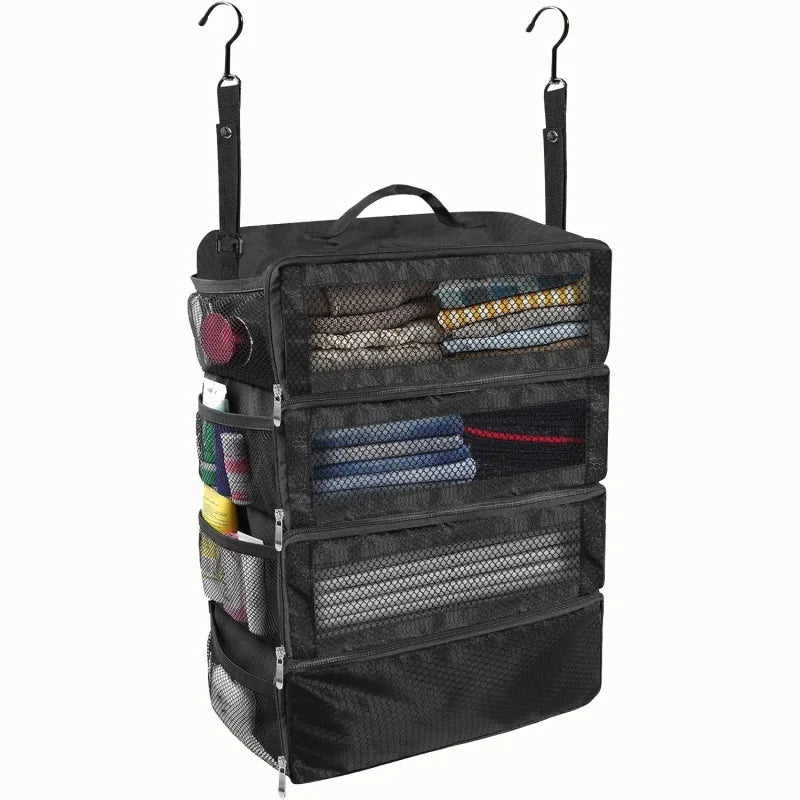 Suitcase Organizer High-capacity Travel Luggage Organizer Hanging Shelve Packing Cube Closet Collapsible Hanging Storage Bags