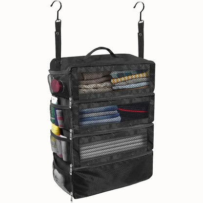 Suitcase Organizer High-capacity Travel Luggage Organizer Hanging Shelve Packing Cube Closet Collapsible Hanging Storage Bags