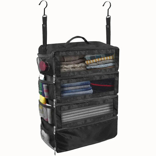 Suitcase Organizer High-capacity Travel Luggage Organizer Hanging Shelve Packing Cube Closet Collapsible Hanging Storage Bags