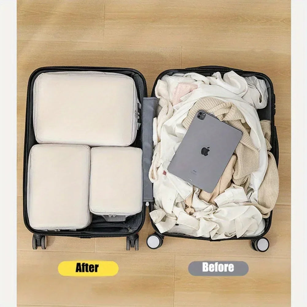 4Pcs/set Compression Packing Cubes Set for Suitcase Expandable Travel Luggage Storage Bags Travel Accessories Organizers