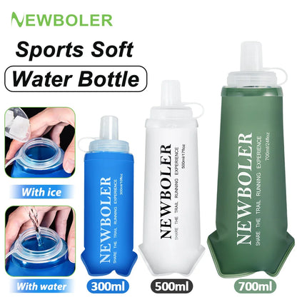 NEWBOLER 300ml/500ml/700ml Soft Flask Foldable Silicone Water Bottle TPU Running Kettle for Outdoor Camping Running Cycling