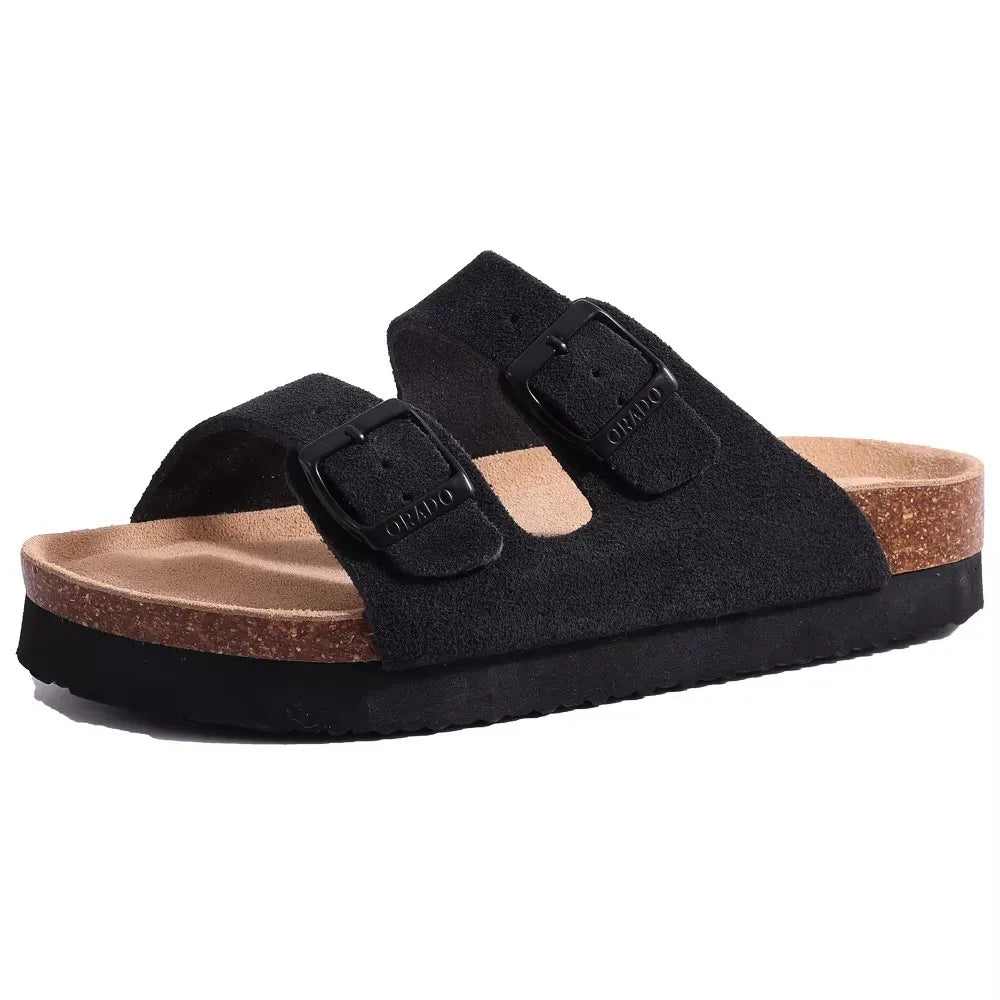 Women's Cork Footbed Slide Sandals with Arch Support