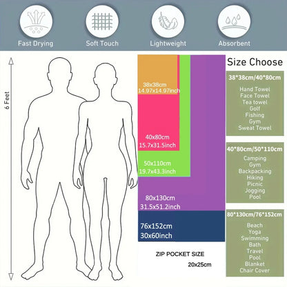 Quick-Dry Microfiber Towel - Ultra Absorbent, Compact & Sandproof for Gym, Beach, Travel & Swimming, Lightweight Sports Towel