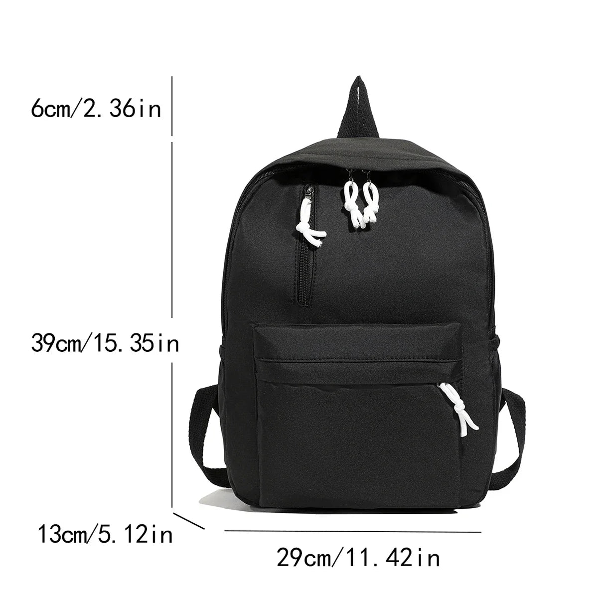 Minimalist Solid Color Laptop Backpack Women's Solid Nylon Bookbag Large Capacity Multi Pocket Adjustable Straps Campus Commute