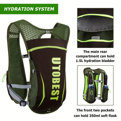 UTOBEST Lightweight Running Vest & Hydration Pack - Ultra-Lightweight Breathable Running Backpack with Hydration System, Adjustable Straps & Zippered Pockets - for