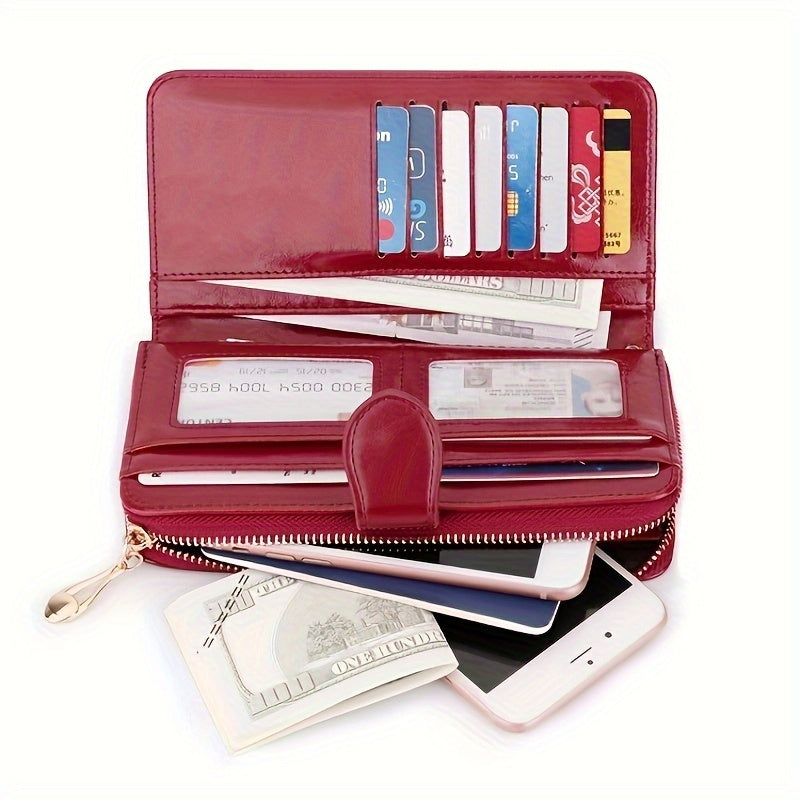 Bright And Shiny Long Wallet with Large Capacity for Multiple Cards, Combined with A Handbag, Featuring A Wrist Strap