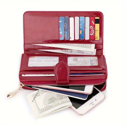 Bright And Shiny Long Wallet with Large Capacity for Multiple Cards, Combined with A Handbag, Featuring A Wrist Strap