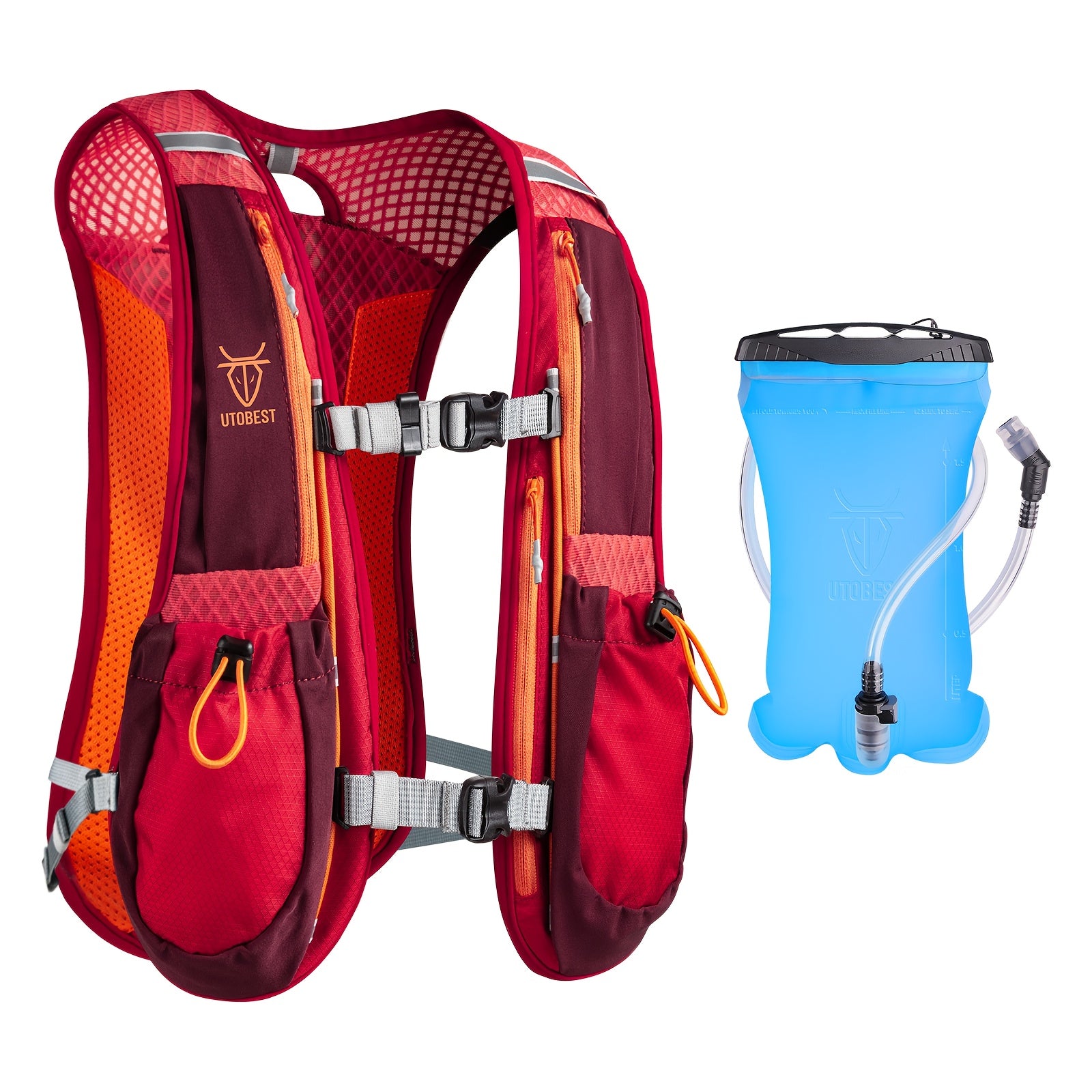 UTOBEST Lightweight Running Vest & Hydration Pack - Ultra-Lightweight Breathable Running Backpack with Hydration System, Adjustable Straps & Zippered Pockets - for