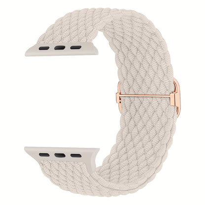 Braided Stretchy Adjustable Watch Band For IWatch Band 38mm 40mm 41mm 42mm 44mm 45mm For Women Men, Soft Nylon Elastic Straps Solo Loop Wristbands For IWatch Series 8 7 6 SE 5 4 Ultra