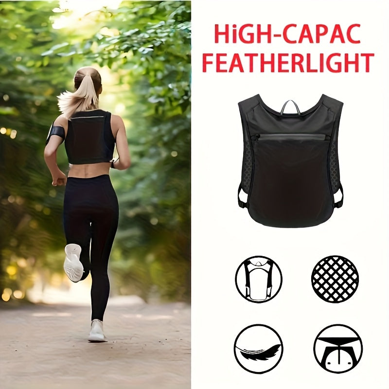Unisex Lightweight Sports Vest with Multiple Pockets - Breathable Mesh Back, Adjustable Straps & Zippered Compartments for Running, Hiking, Gym - Hydration & Phone Storage, Black, Hiking Gear, Sleek Design, Secure Zipper Pockets