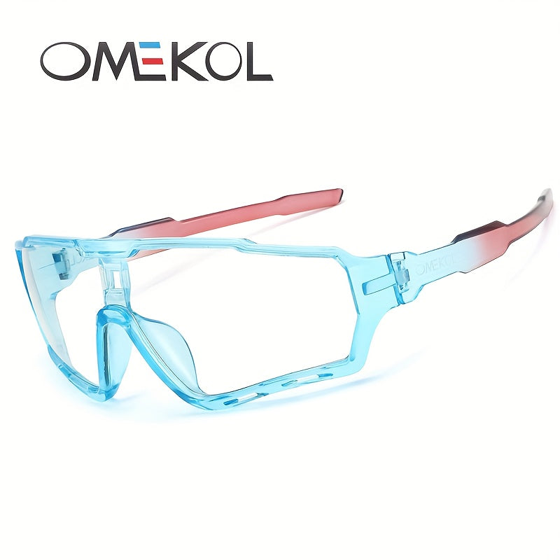 Óculos de moda unissexo OMEKOL - Estrutura de PC com armação completa e lentes de gradiente roxo e azul, leves e duráveis para homens e mulheres, perfeitos para uso casual ou formal, óculos de moda, óculos modernos, lentes de alta qualidade, lentes de padel para homens