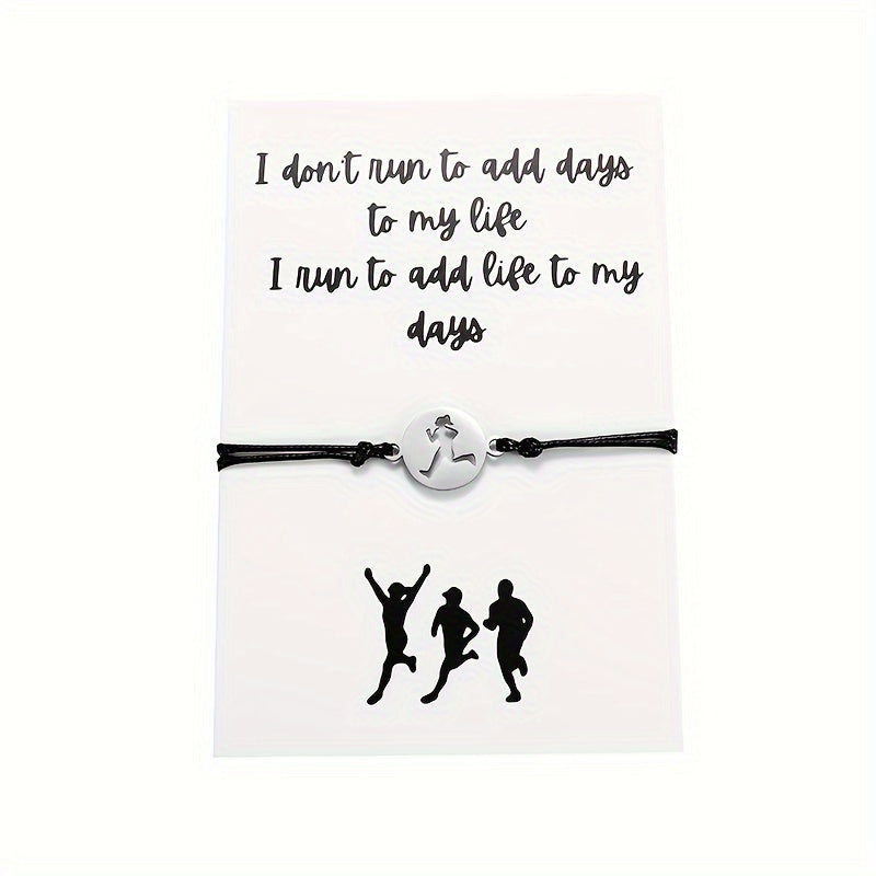 Stainless Steel Running Pattern Pendant Bracelet For Men Women, Gift For Boyfriend Girlfriend, Sports Lovers Gift