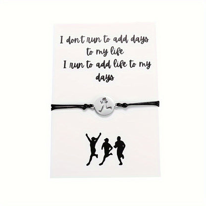 Stainless Steel Running Pattern Pendant Bracelet For Men Women, Gift For Boyfriend Girlfriend, Sports Lovers Gift