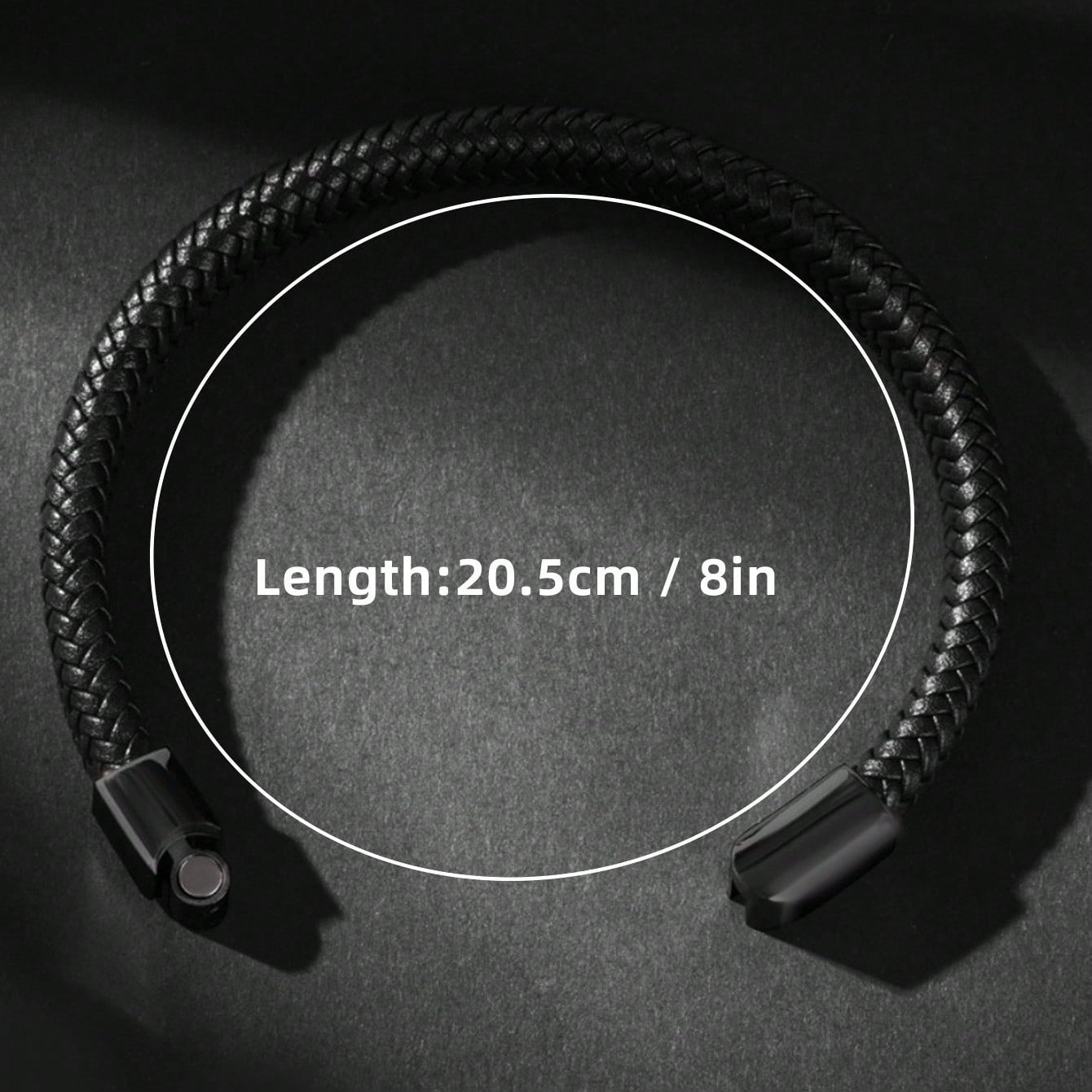 1-Pack Men's Fashion Open Bangle, Sporty Style Faux Leather Woven Bracelet