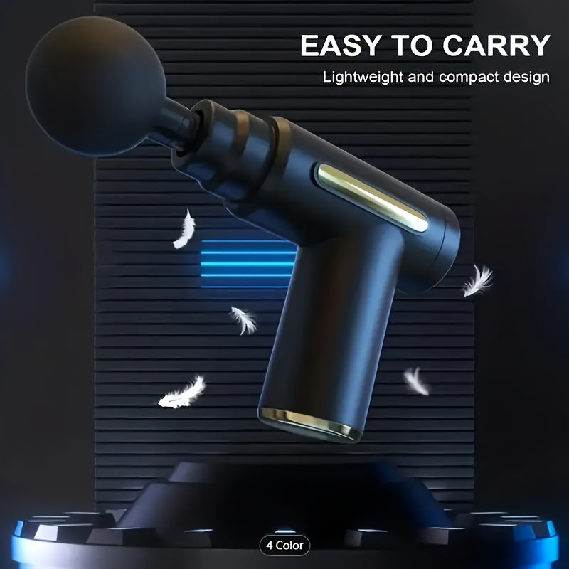 4-Head Interchangeable Massage Gun, 6 Adjustable Levels, LCD Display, Low Noise, USB Rechargeable, Perfect Holiday Gift!