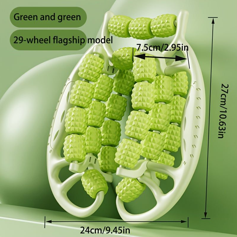 29 Roller Leg Massagers, Muscle Rollers, Made of Durable ABS Material, Green, Multifunctional Fitness Equipment, a Must-Have for Home.